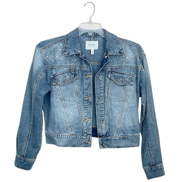 Jessica Simpson rhinestone detail jean jacket. Size S - Picture 2 of 7